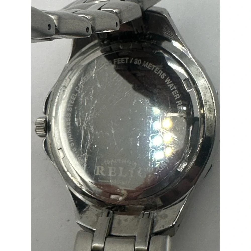 Relic Lowe's Logo‎ PR6116 Silver Tone New Battery Mens Watch 7.5